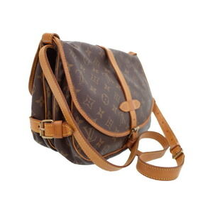 Louis Vuitton Saumur Monogram Shoulder Brown Bag Leather
